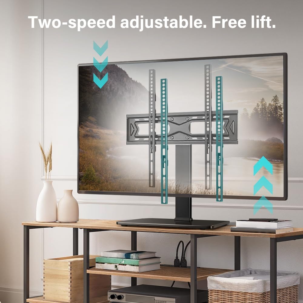 BFTOU 27-65 inch 400x400mm,Holds 88 lbs Black Universal TV Stand for TVs Height Adjustable Table Top TV Base Max VESA