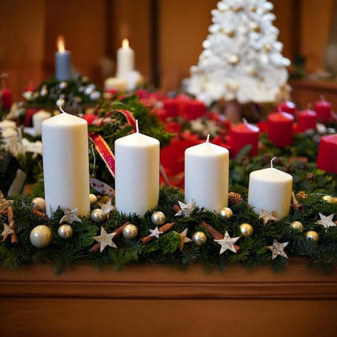 Dripless 3x4 3x6 3x8 Inch White Pillar Candles Unscented Long Lasting Large Cylinder Column Candles for Home Dinner Table Decor Power Outage Emergency