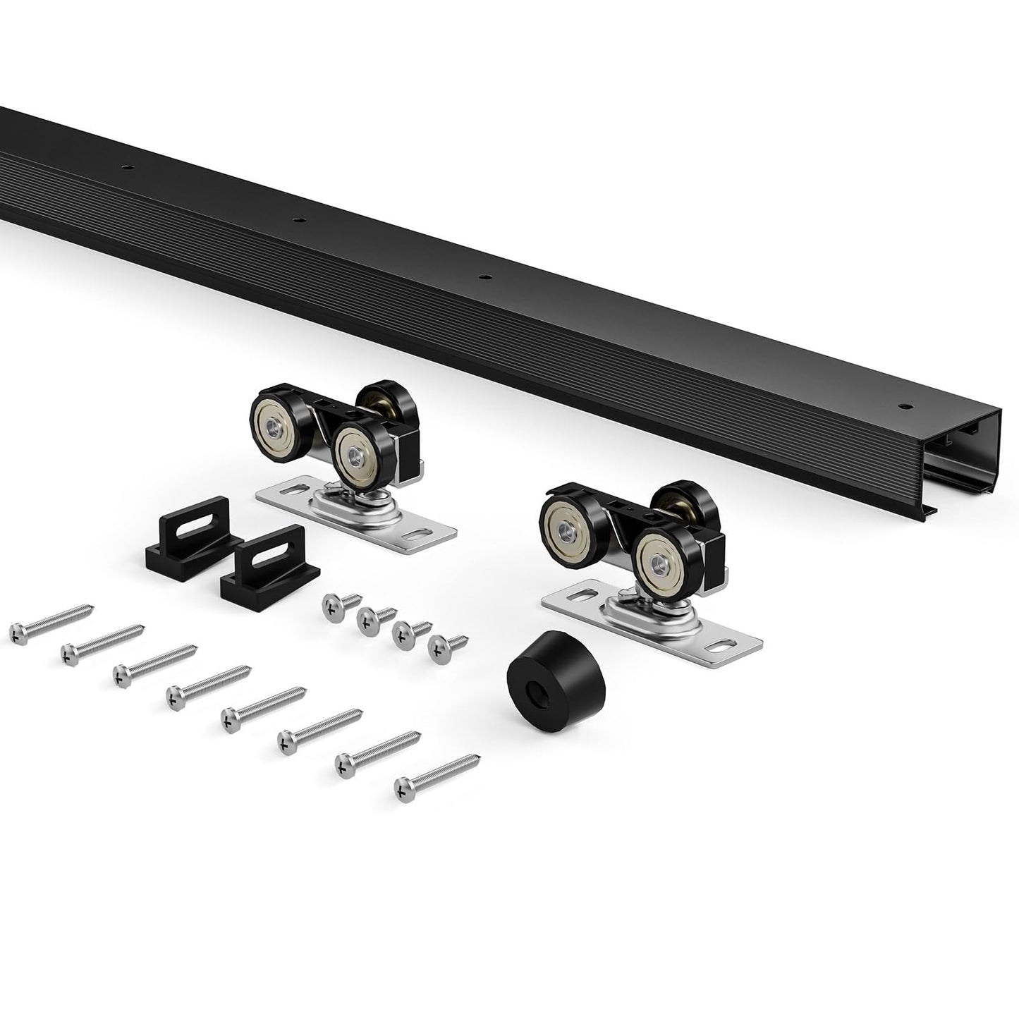 EaseLife 5.3FT/64in Sliding Pocket Door Hardware Kit,Commercial Grade,Black Box Rail Kit,Easy Install,Slide Smoothly Quiet,No Door (60.7" Track Hardware Kit for 23"~32" Wide Single Door)