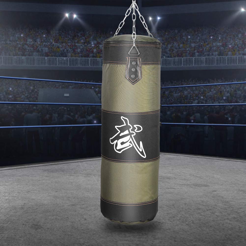 Bnineteenteam Heavy Punching Bag,Training Boxing Bag with Chain for Adults Men Women(Empty) (80cm-Green) Martial Arts