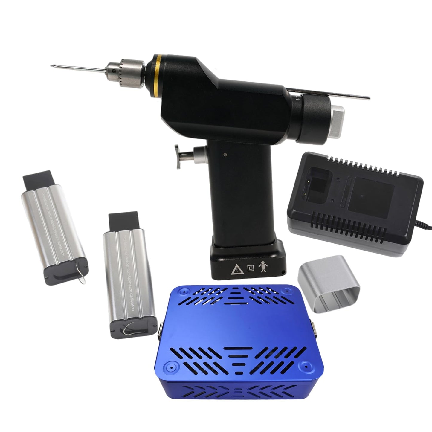 Caphstion Electric Cannulated Drill Micro Hollow Drill Machine Veterinary Mini Bone Orthopedic Tool, Sterilization Box