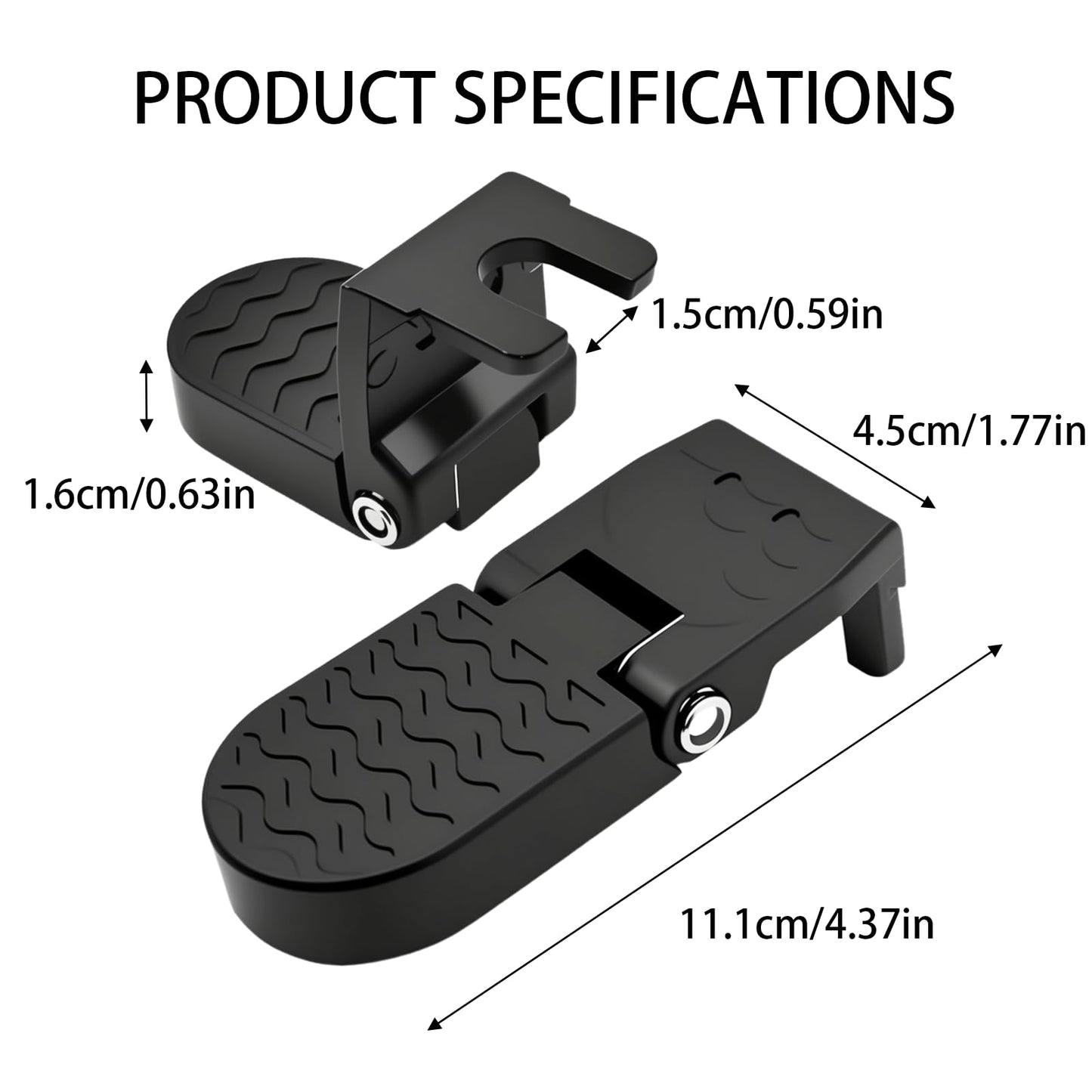 Heran Aluminum Alloy Folding Bike Rear Pedals, 2Pcs, Black, Rear, Compatible with 15mm U-Slot Axle Bikes