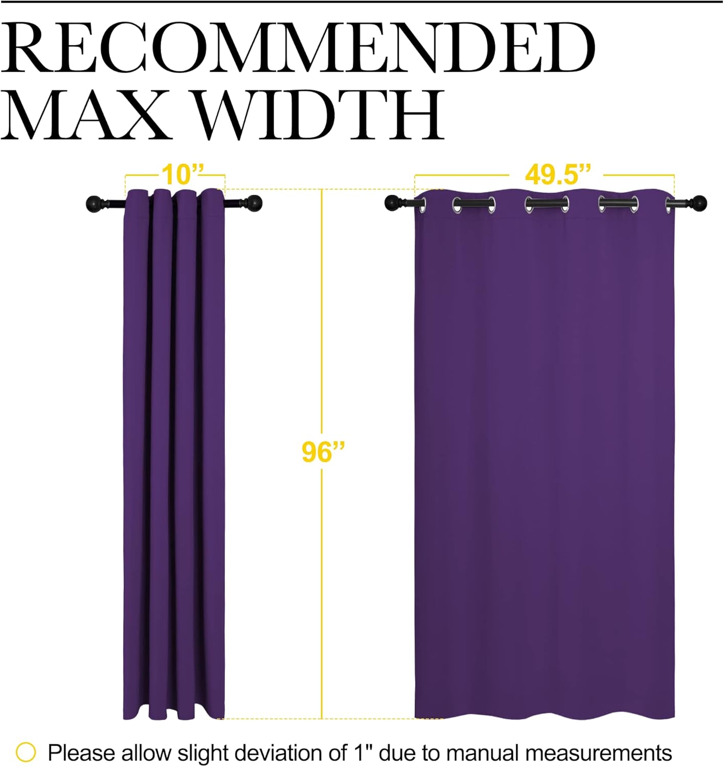 NICETOWN Purple Blackout Curtains - Noise Reducing & Thermal Insulated | 96 Inches Long, 55 Inches Wide (2 Panels)