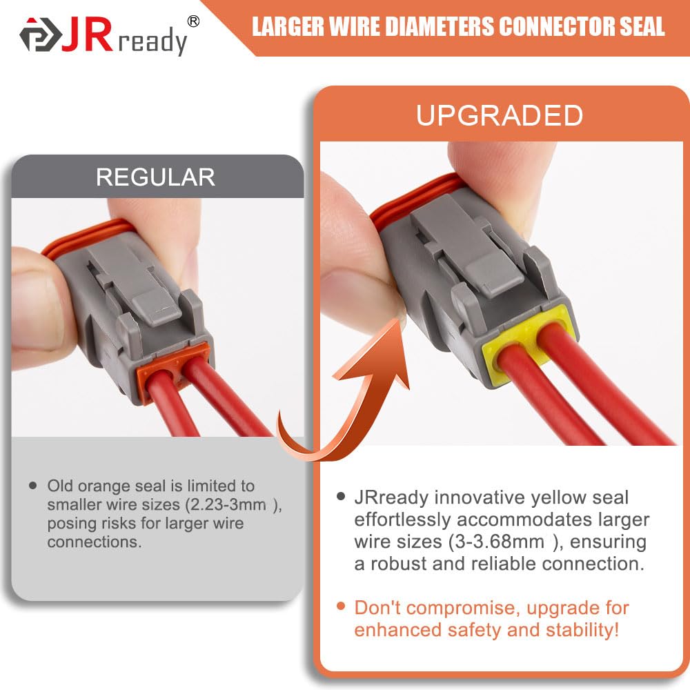 JRready ST6437 Deutsch Connector Kit, DT DTM Connectors 2 3 4 6 8 12 Pin with Turret Style Crimping Tool, Size 16 20 Solid Pins Wire Gauge 14-22AWG, 14AWG Yellow Seals and Removal Tools