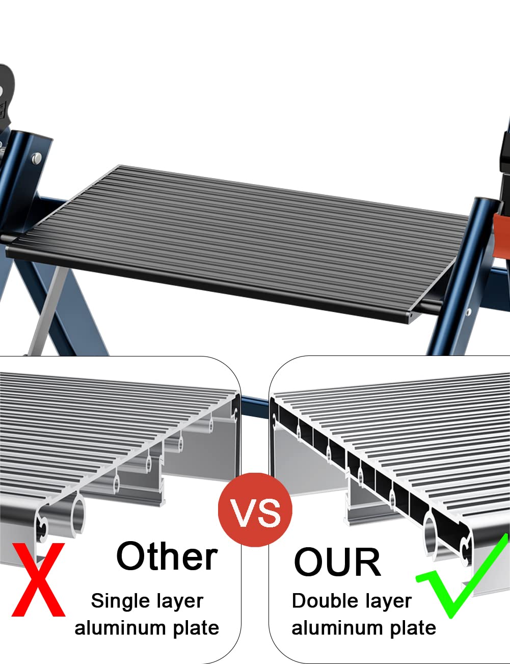 Ladder Pro 3 Step Ladder with Handrails, Aluminum Heavy Duty Ladder, Wide Step & Anti-Slip Feet, Lightweight Portable, Folding Storage Ladders for Home Family Indoor RV Kitchen