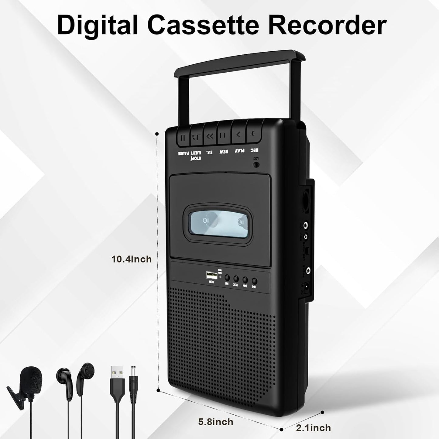 Mersoco Cassette Cassette 3.5MM Portable Player,Digital Recorder Portable Tape Player with Stand-Alone Microphone