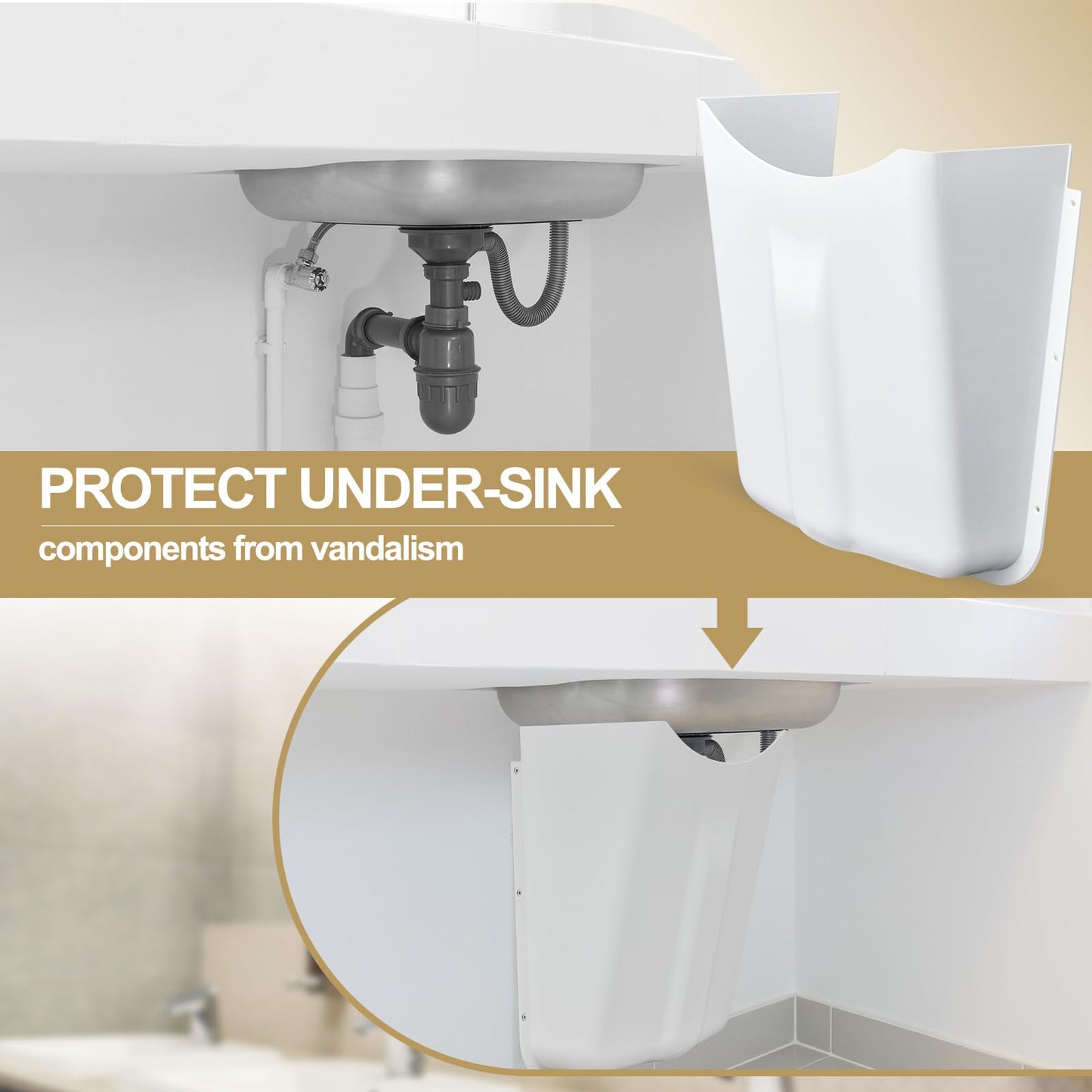 Wowangce 1 Pcs Lavatory Protector, White ABS Lavatory Shroud Bathroom Cover for Sink with 7 Flat Head Self Tapping Screws for Concealing Pipes Under Sink for Easy Installation Fits Standard Basin