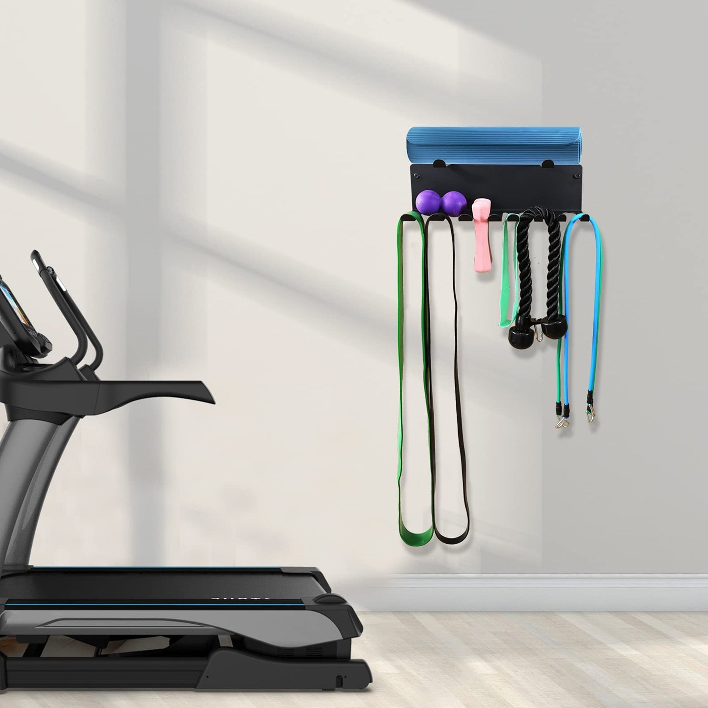 2 Tier Multi-Purpose Heavy Duty Storage Rack for Resistance Bands, Straps, Jump Ropes, Foam Rollers, Chains, Weight Belts, Tools