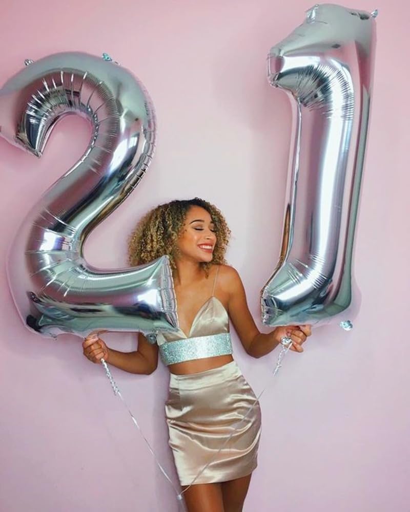 Number Balloons - 40 Inch Silver 1 Balloon for 1st Birthday Party Decorations & Baby Showers