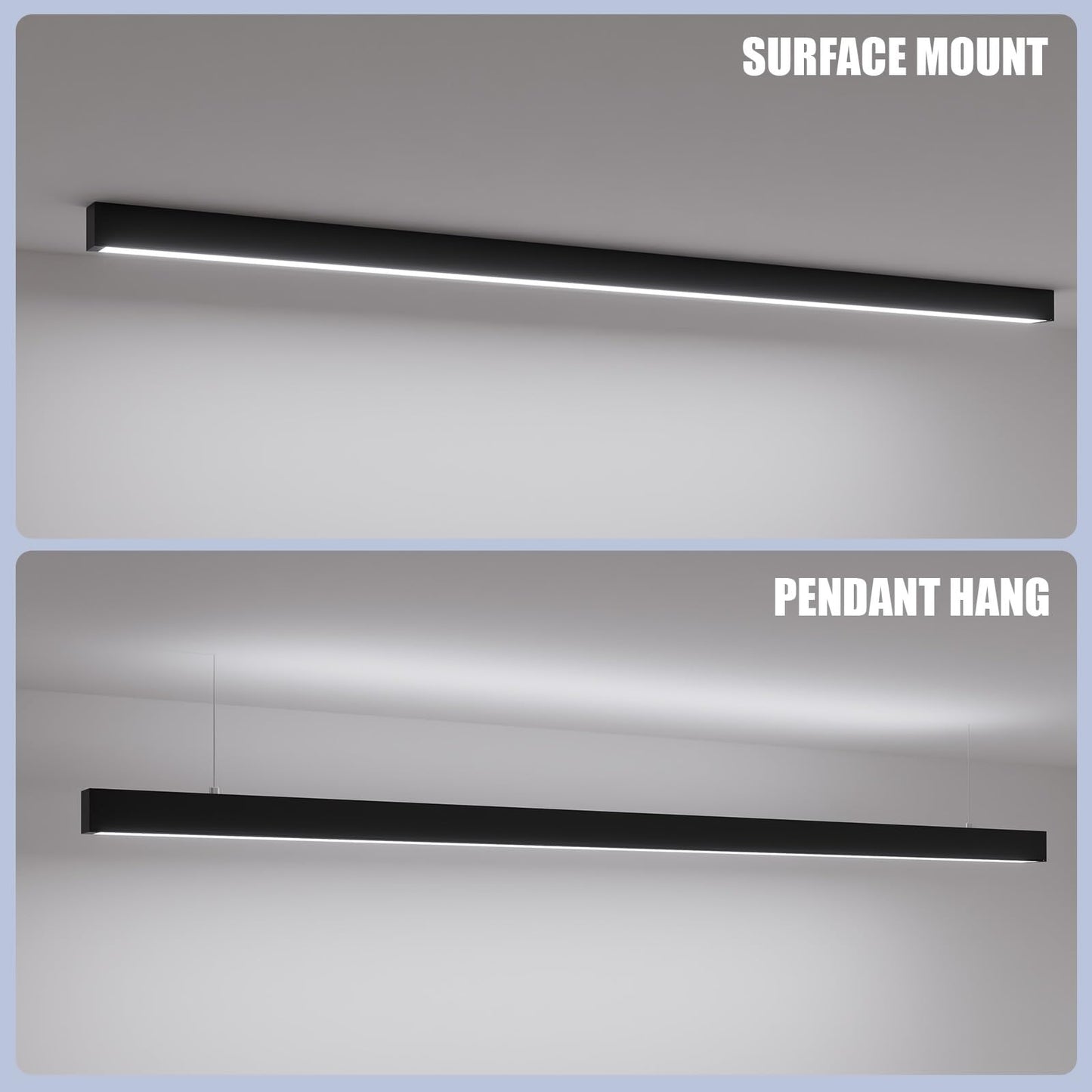 8FT LED Linear Lights 100/90/80/70/60W Up and Down Light, 3000K/4000K/5000K 8 Feet Commercial Linkable Shop Lighting for Office Garage Shop Dining Room bar, 0-10V Dimmable 8’ Architectural Fixture,ETL