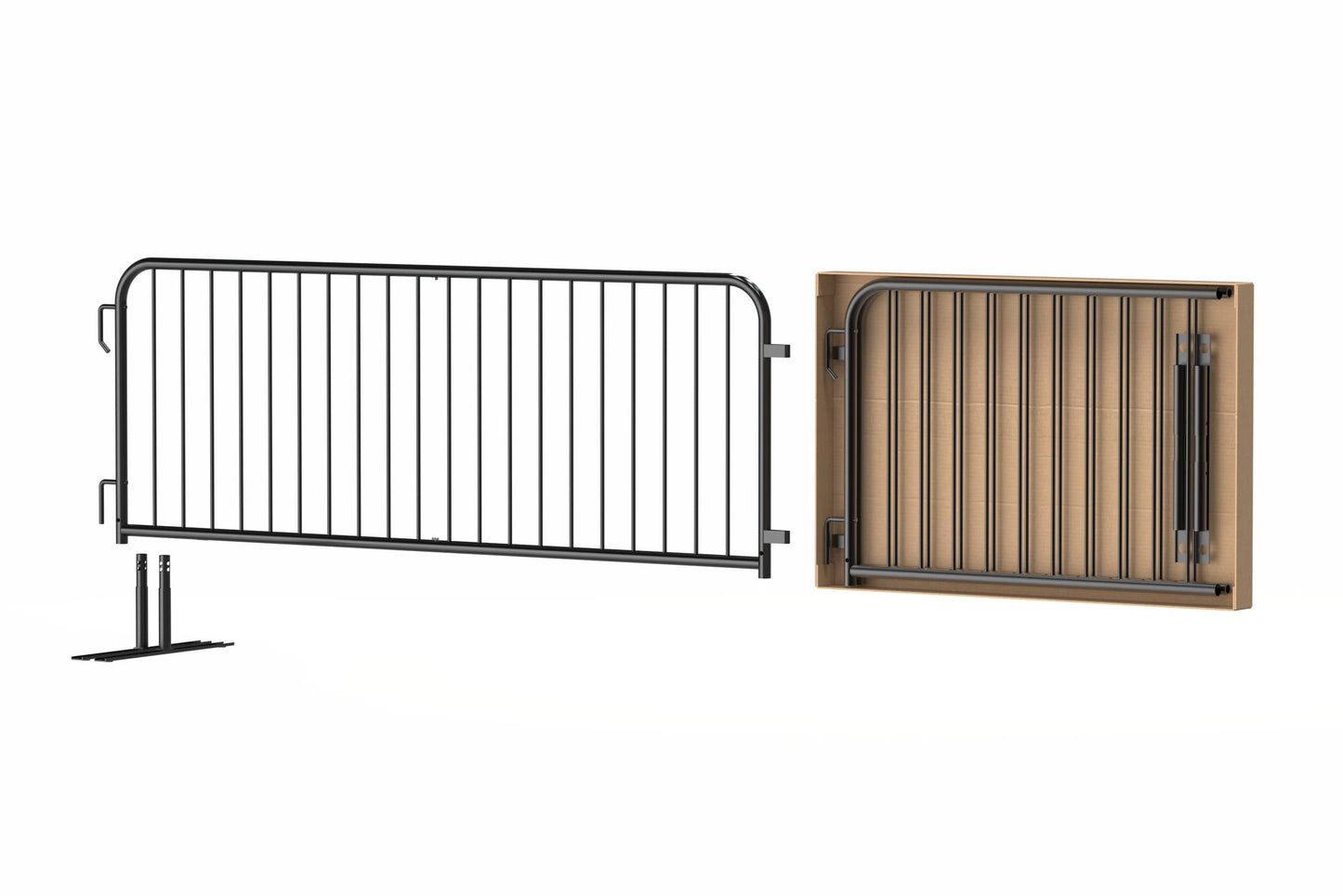 Angry Bull Barricades Barricade in a Box - Heavy Duty Interlocking Steel Barricade, 8.5 Ft. (Hot Dipped Galvanized, Flat Feet)