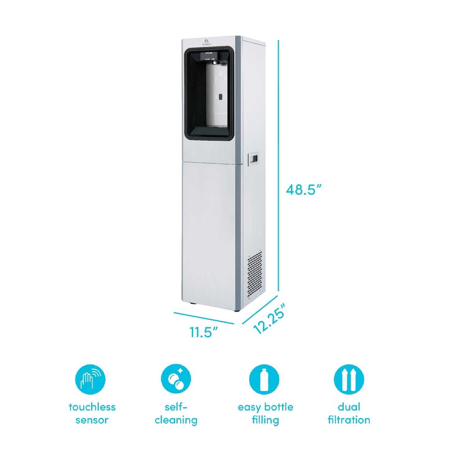 Avalon Freestanding Bottle Filler, Sensor Dispensing, UV Cleaning, Digital Bottle Counter Display, Dual Filtration, WiFi Enabled