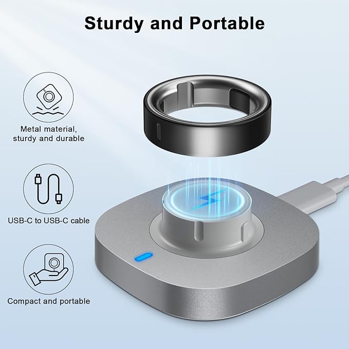 Compatible with Oura Ring Gen 4 Charger Size 8, Fast Charging Dock with USB-C Cable