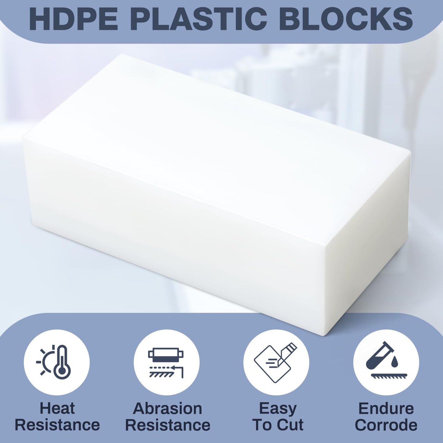 Colingmill 6 Pcs Hdpe Plastic Block 2" x 3" x 6", Polyethylene Solid Plastic Block for Machining, Home Floor Improvement, Prototyping, DIY Projects, Engineering(White)
