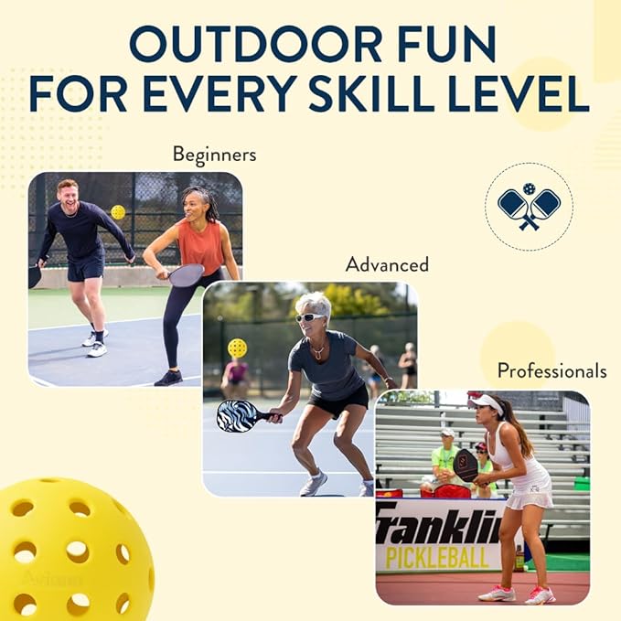 Aviana Outdoor Pickleball Balls - USAPA Approved for Tournament Play | Durable 40-Hole Design | Ideal for All Skill Levels | 6, 12 & 48 Packs