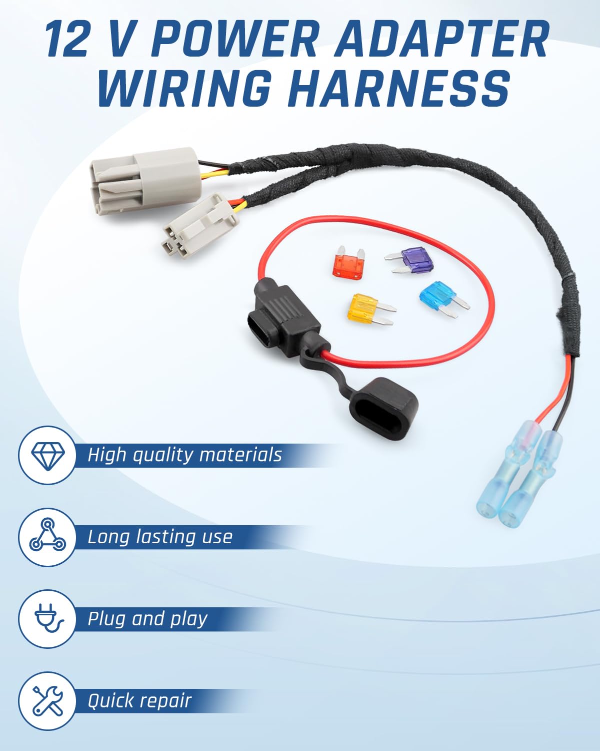 Wujexuhe 12 2001-2022 Volt Power Adapter Wiring Harness Switch Connector Plug with Fuse Fit for Chrysler Dodge Ram