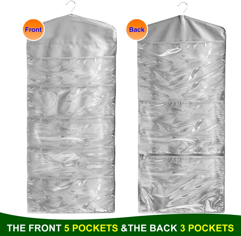 ProPik Gift Bag Storage Organizer - Double-Sided with Multiple Pockets | 38 x 16 Inch PVC (Gray)