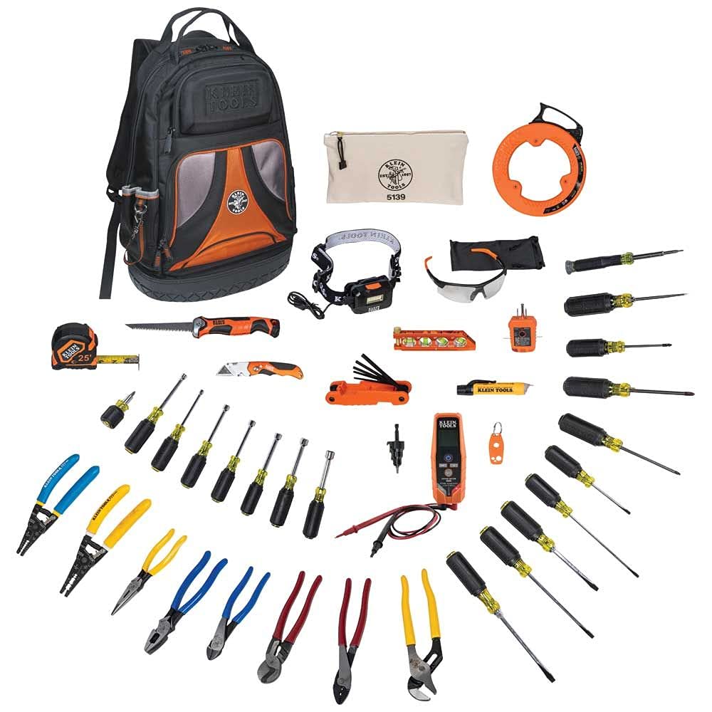 Klein Tools 41-Piece Hand Tool Kit and 3-In-1 Impact Flip Socket Set - Pliers, Screwdrivers, Nut Drivers, Wire Strippers, Testers, Tape Measure, and More