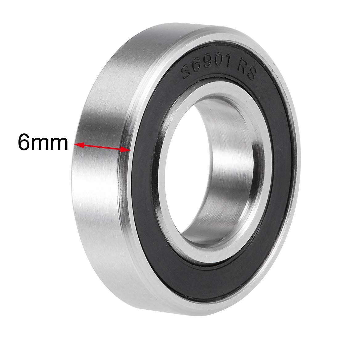 uxcell S6901-2RS Deep Groove Ball Bearings 12mm x 24mm x 6mm Double Sealed 440C Stainless Steel 2pcs