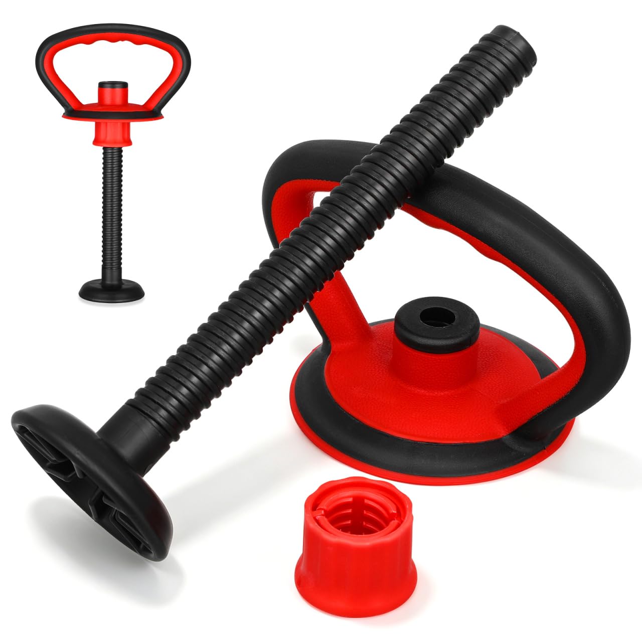 Kisangel Adjustable Kettlebell Handle with Base Nut for 40 Lb Weight Plates Anti-Slip Grip Attachment for Strength Training and Full Body Workouts at Home or Office