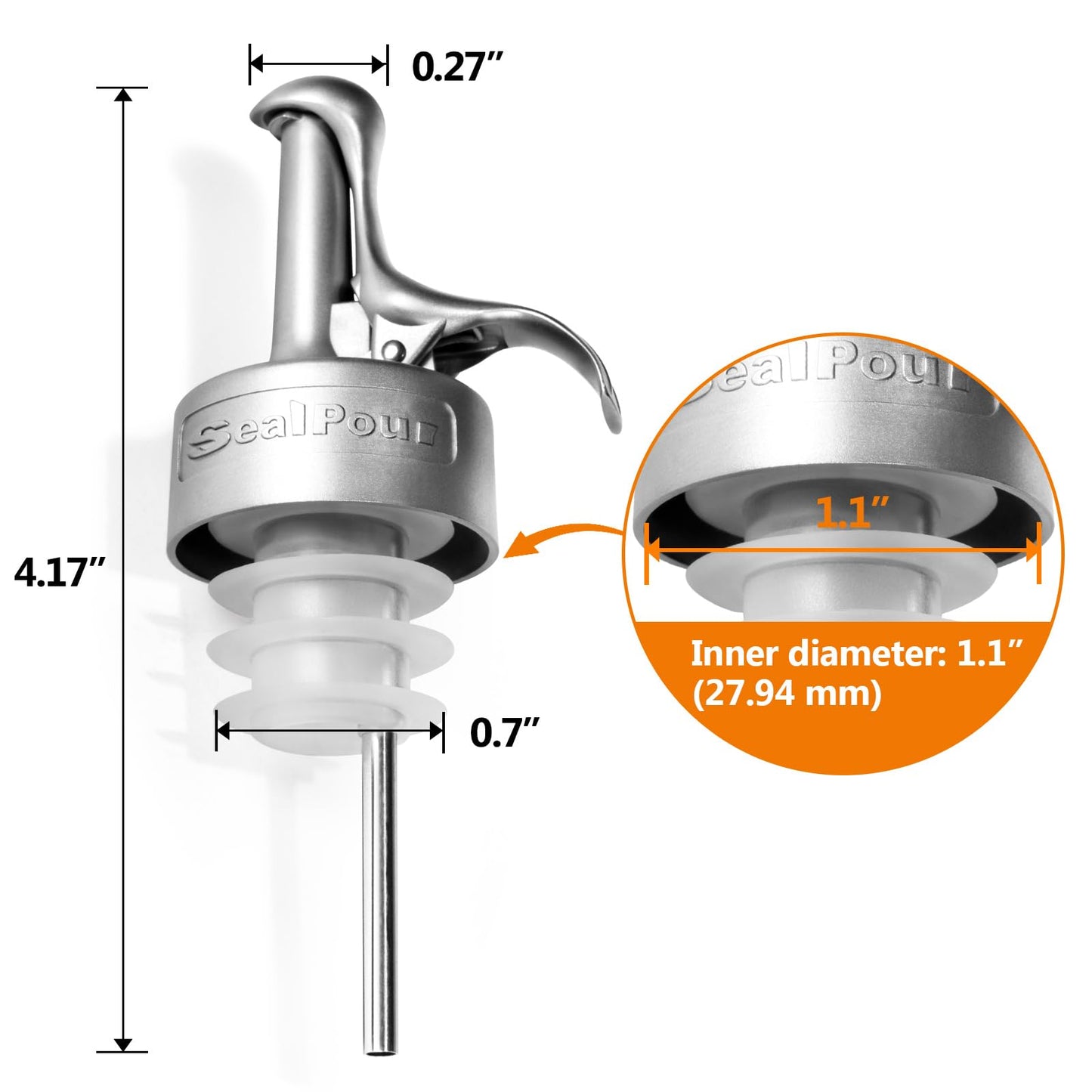 Olive Oil Spouts, Stainless Steel Pour Spout, Olive Oil Pour Spout for Dispenser, Pour Bottle Spouts, Suitable for Beverage,Vinegar and Sauce for Home Kitchen -6PCS