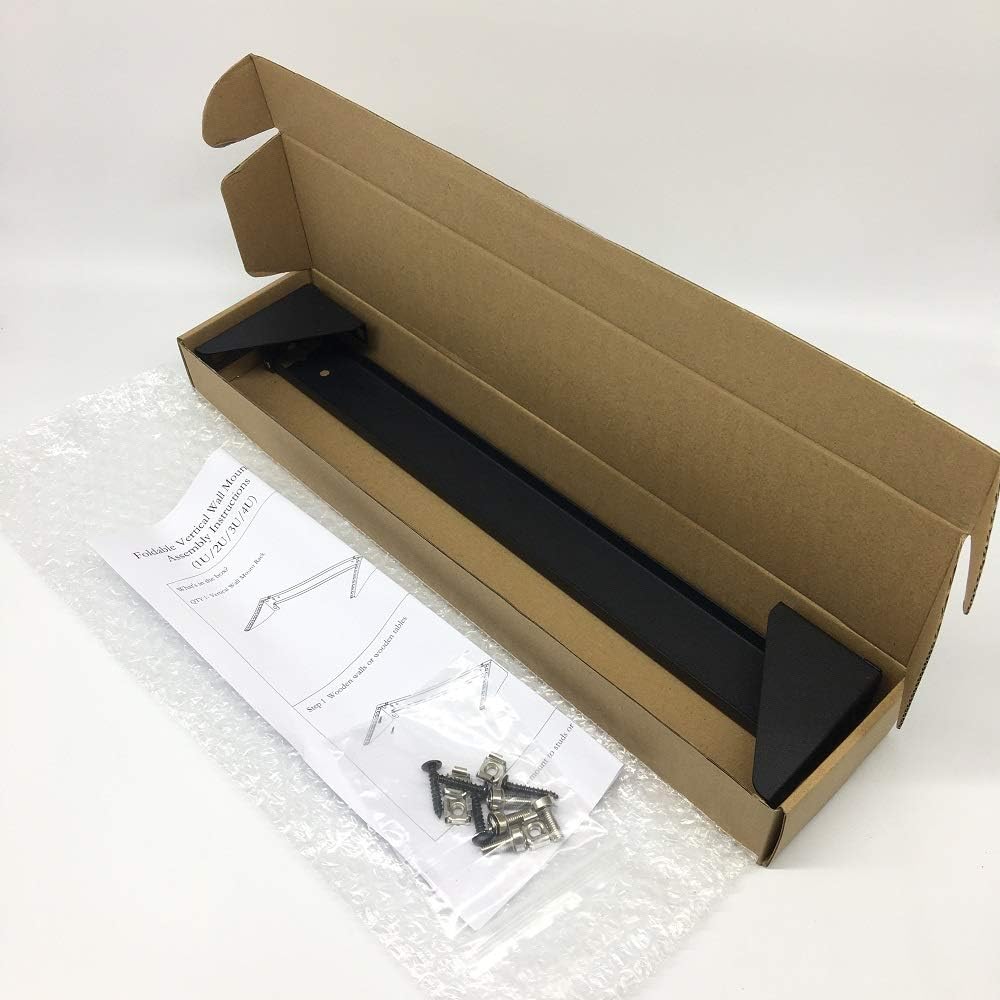 JINGCHENGMEI 1U 19 Inch (1U90) Steel Vertical Wall Mount Rack and Horizontal Under Desk PC Mount Bracket for Network
