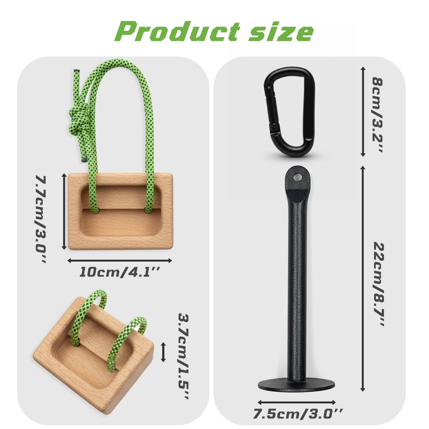 Lights Mountain Portable Climbing Hangboard – Dual Depth Wooden Grip Blocks for Finger Strength, Power, and Forearm Training – Beech Wood Hang Board with Loading Pin and Carabiners