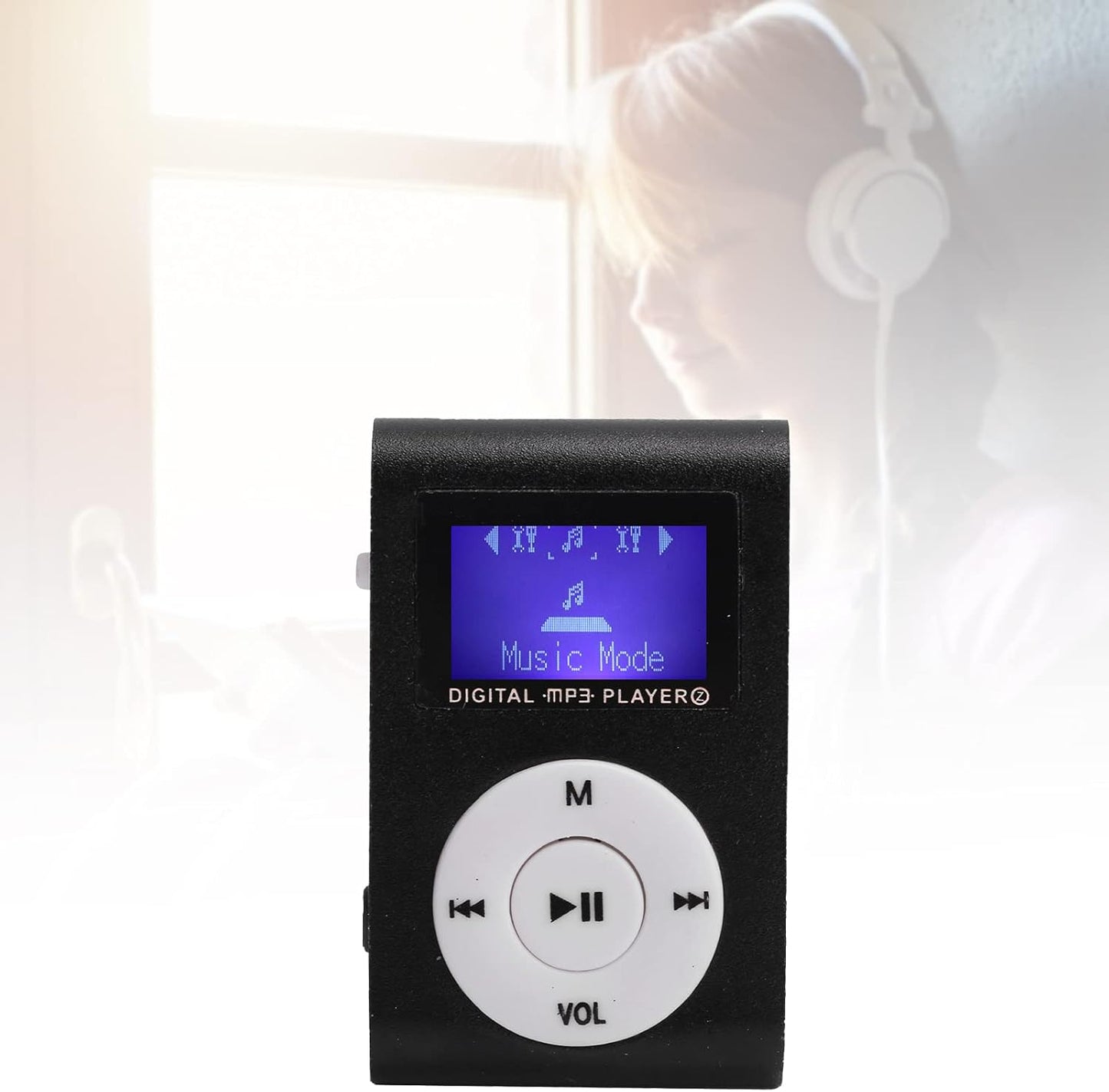 ciciglow MP3 32G,Suitable Mini Player,Mini LCD Screen Display USB Music Player,with Earphones,Ultra-Light Clip-on