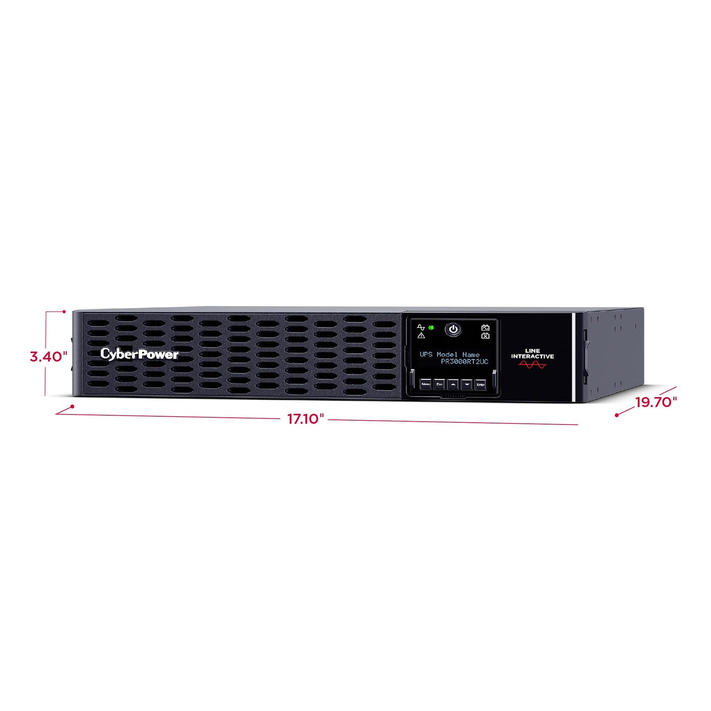 CyberPower PR3000RT2UC Smart App Sinewave UPS Battery Backup and Surge Protector, 3000VA/3000W, 30A, 9 Outlets, 2U Rack/Tower, AVR, Built-in Cloud Monitoring, UL Certified