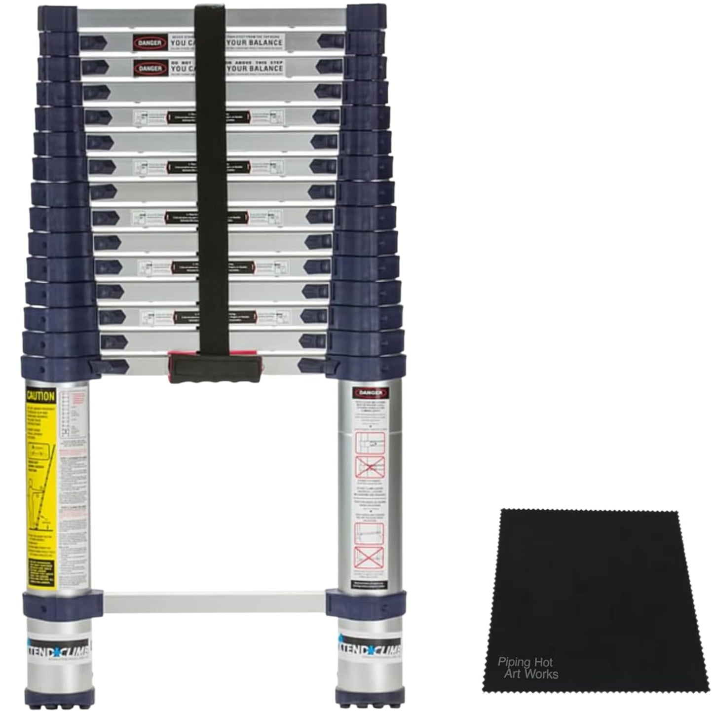 Xtend & Climb Telescoping Ladder 15.5 FT 785P+ | Professional Aluminum Extension Ladder | Heavy Duty Telescopic Ladder with Over-Molded Feet | 250 lbs Load | Portable & Compact - Includes Fiber Cloth