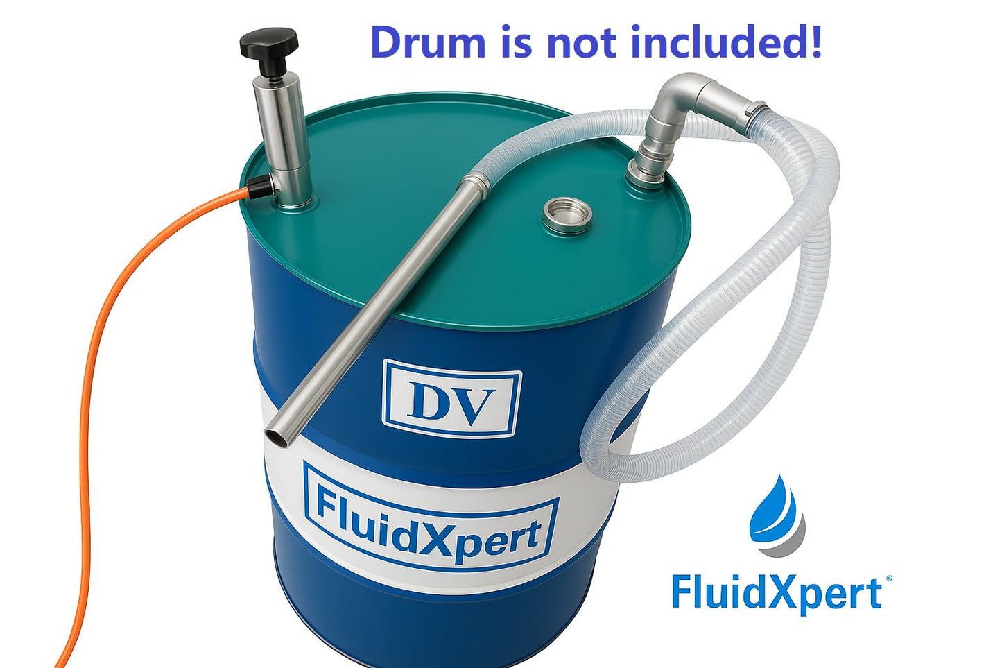 Oil Transfer Pump, Air Operated, Pneumatic, 55 Gallon Drum, 1.25 Inch ID, Teflon Packing, Chemical Transfer, Fast Fluid Transfer Speed, CNC Fluid Pump, CNC Chip Vacuum, In & Out Dual Action, DV-DP-55