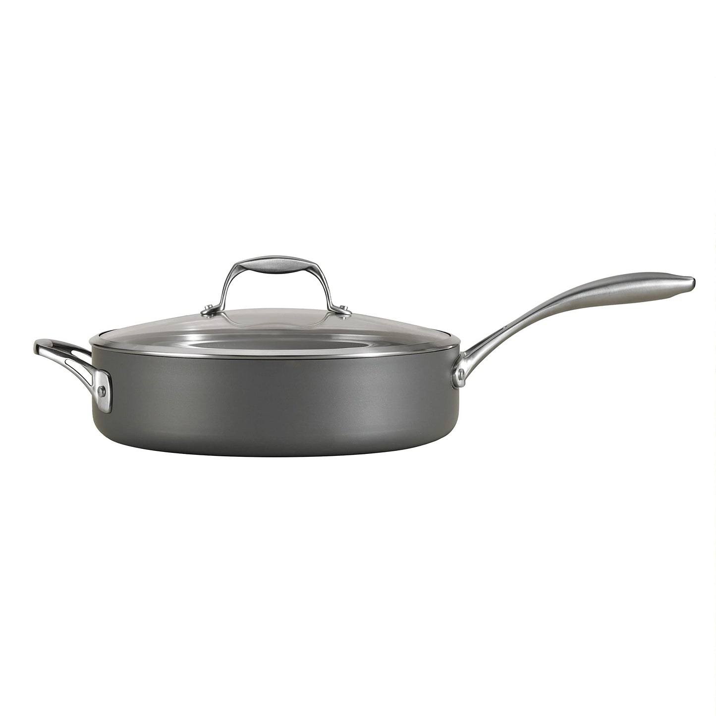 Tramontina OnyxPro Hard Anodized Non Stick 5.5-Quart Saute Pan with Glass Lid, Cooking Pan with Reinforced Nonstick Coating, Oven Safe