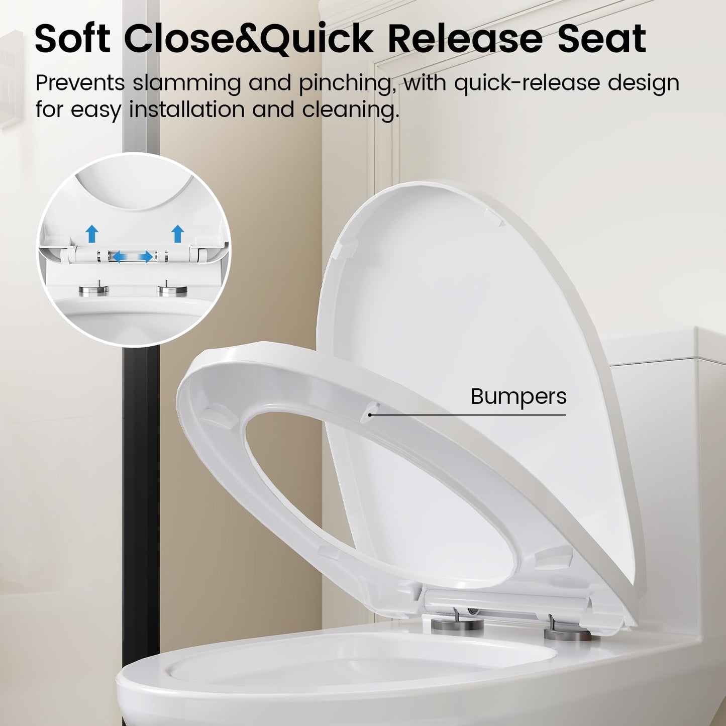 SOTOMO Compact ADA Toilet, 12" Rough-in Elongated One-Piece Toilet with Quick Release & Soft Close Toilet Seat, 1.1/1.6 GPF Dual Flush Water-Saving White, aMJ-T138