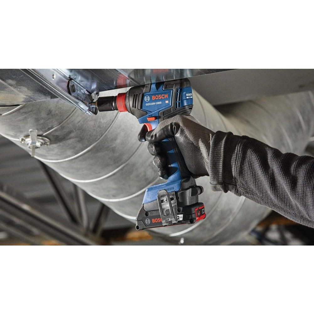 Bosch GXL18V-233B25 18V 2-Tool Combo Kit with 1/2 In. Hammer Drill/Driver, Two-In-One 1/4 In. and 1/2 In. Bit/Socket Impact Driver/Wrench and (2) CORE18V® 4 Ah Advanced Power Batteries