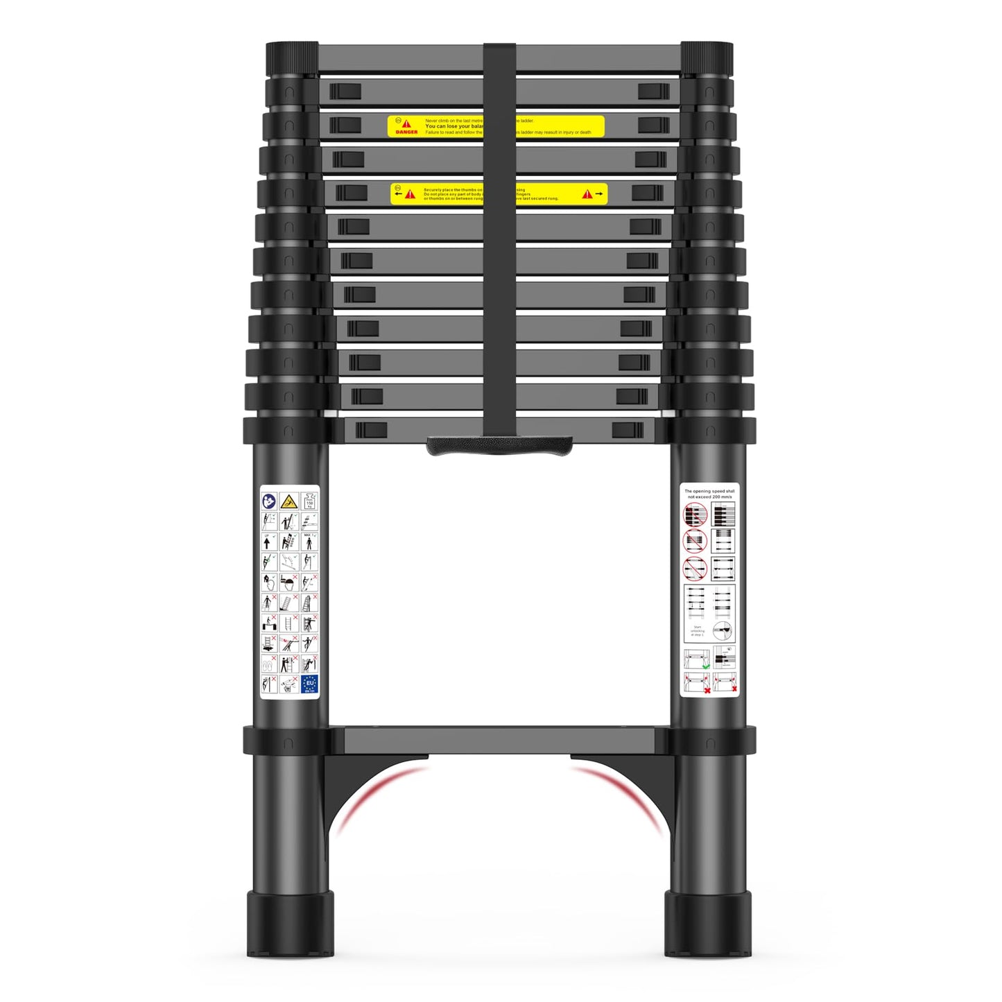12.5FT Telescoping Ladder, 330lb Capacity Aluminum Heavy-Duty Extension Ladder with Anti-Slip Steps for Secure Attic Access, Roof, and Home Renovation Projects