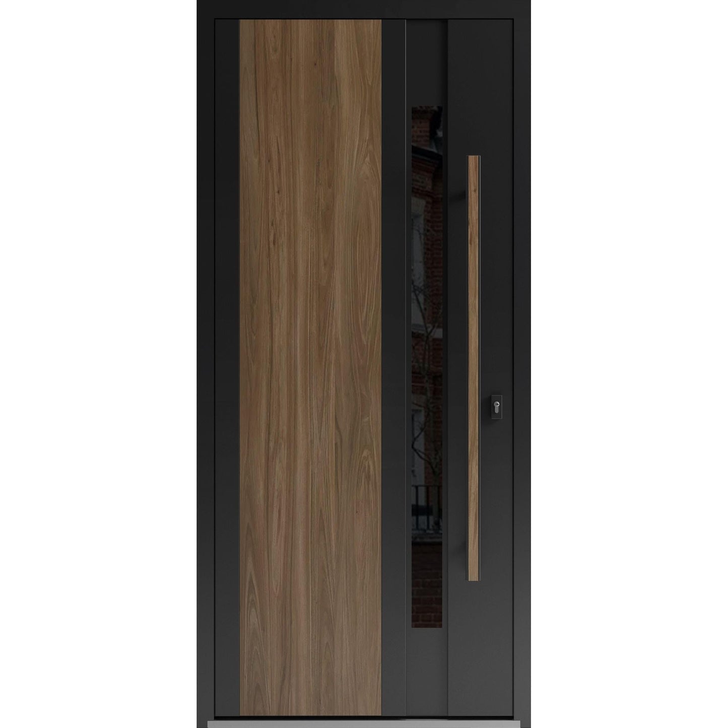 VDOMDOORS Front Exterior Prehung Steel Door/Dekton 0163 Venezia Noce/Entry Metal Modern Painted W36 x H80 Left Hand Inswing