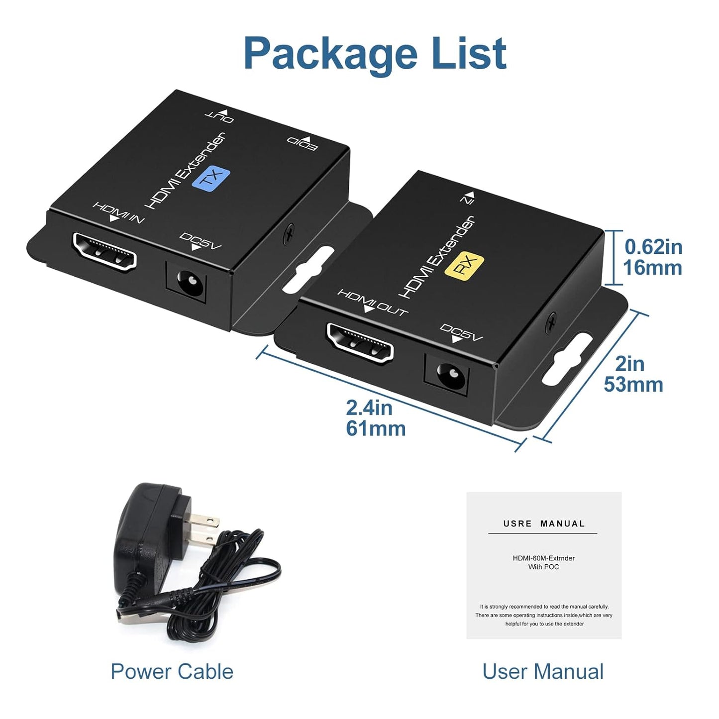 VPFET Cat6 200Ft 1080p 3D HDMI Extender Over Single Ethernet up to Repeater Balun Transmitter Receiver Power on Cat