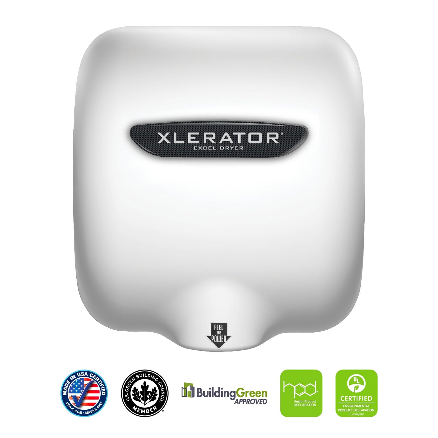 Excel Dryer XL-BW XLERATOR Hand Dryer for Commercial Bathrooms, Pro-grade, Fast Drying Unit with White Thermoset Cover