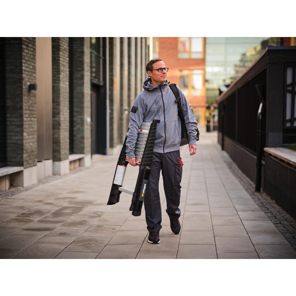 W.Steps Prime 13.5 FT | Telescopic Extension Ladder, ANSI Type 1A Certified, incl. stabilizers
