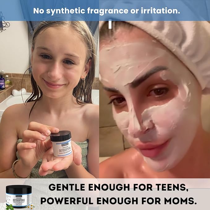 Dead Sea Mud Mask 4 Pack 2 Detox and 2 Rosemary Mint Hydrating Clay Masks with Bentonite and Kaolin Clay Whipped Texture Non Drying Pore Minimizer for Face 8 oz Each, 4 jars