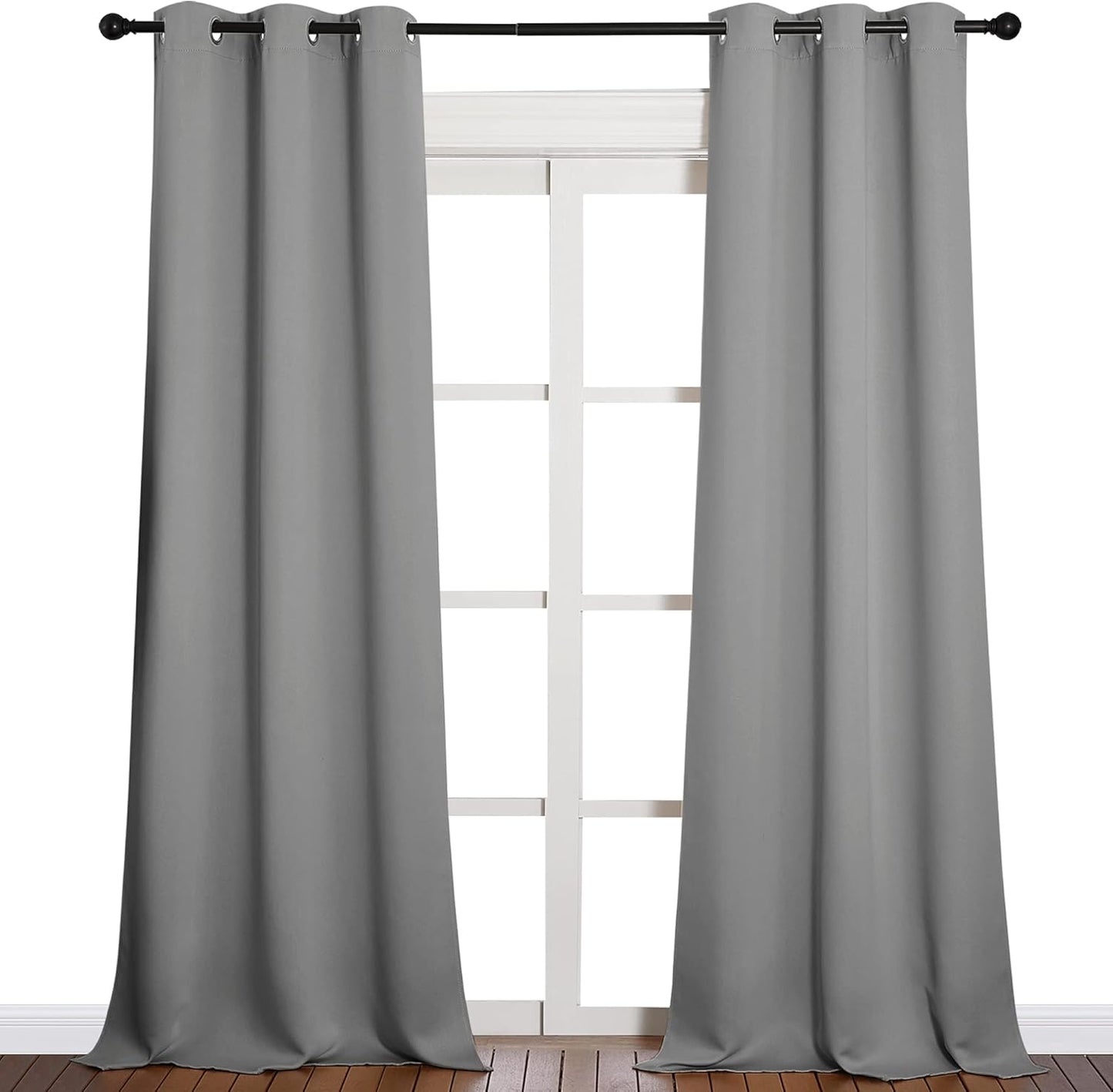 NICETOWN Thermal Insulated Blackout Curtains - Grommet Top Drapes for Hall | 2 Panels, W42 x L90 inches, Silver Grey