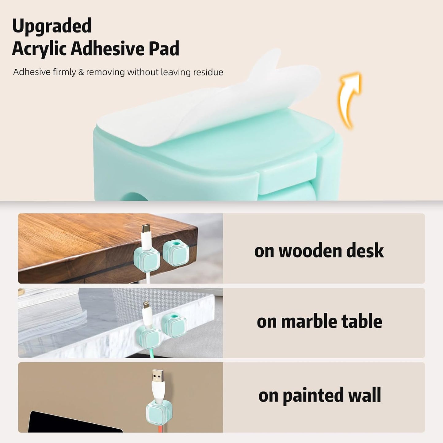 MAWFOZIN 6 Pack Magnetic Cable Clips Cord Organizer Holder, Adhesive Wire Holder Keeper Organizer USB Charging Cable