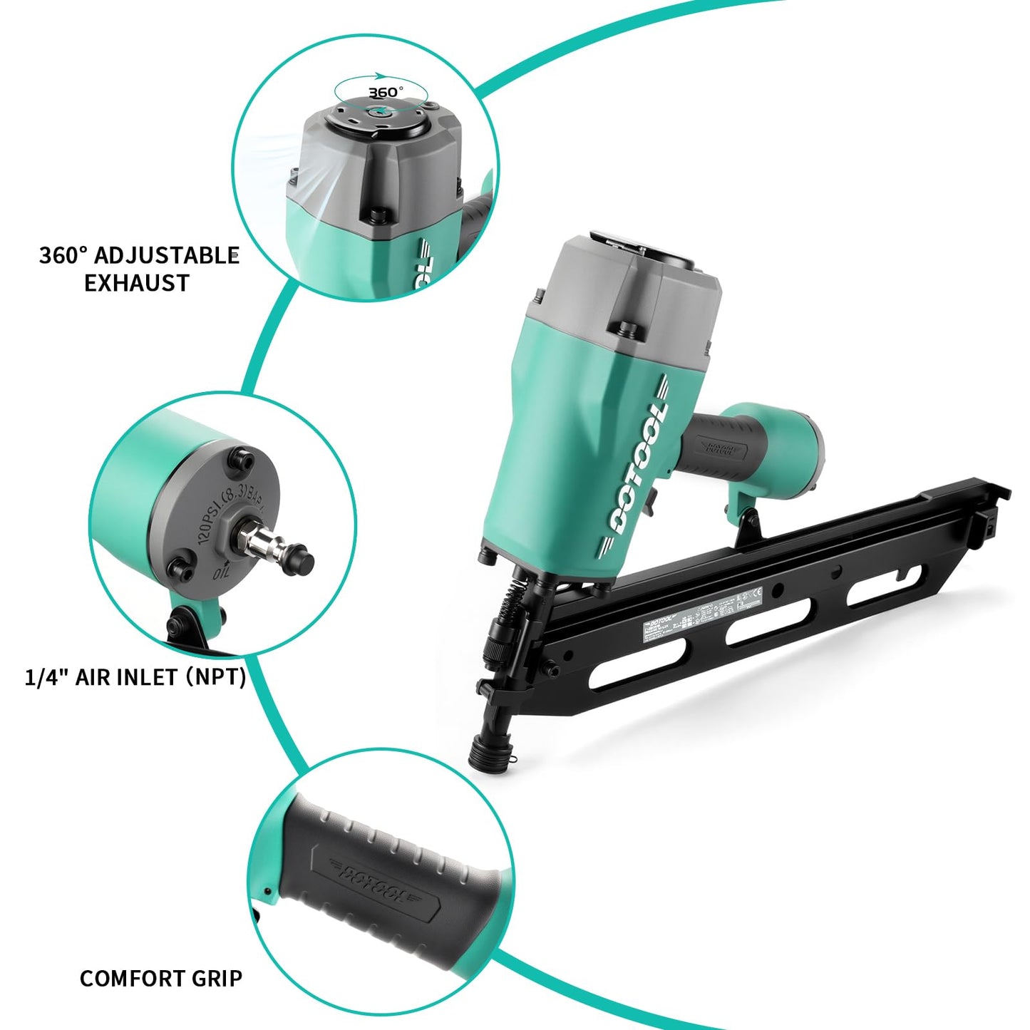 DOTOOL Framing Nailer, Framing Tool for 21 Degree 2-Inch to 3-1/2-Inch Plastic Collated Nails,Professional Pneumatic Nailer for Flooring, Roof Decking