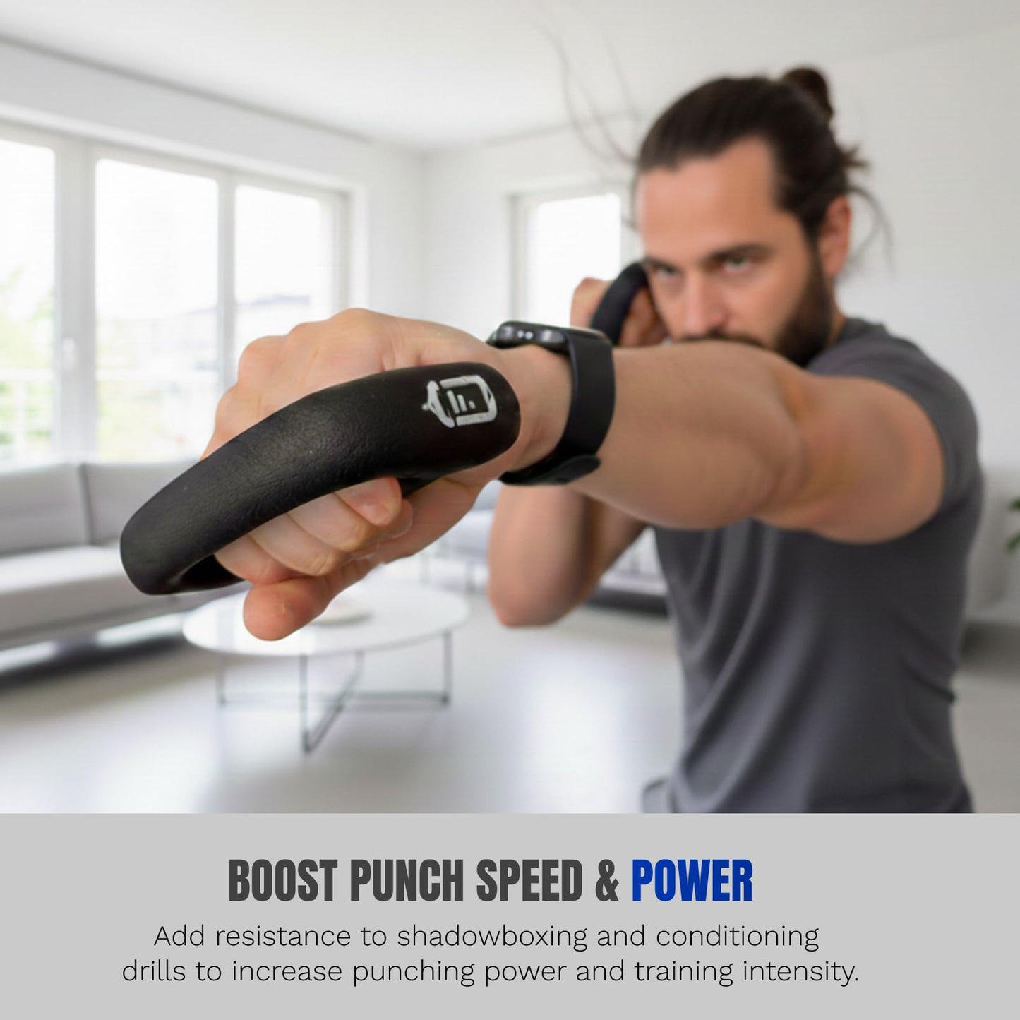 Shadowboxing Dumbbells Set (4 Weights) – 1lb & 2.2lb D-Shaped Knuckle Weights for Speed & Punching Power | Ergonomic Neoprene Hand Weights for Boxing, MMA, Running & Heavy Bag Training | App Compatible with PunchLab