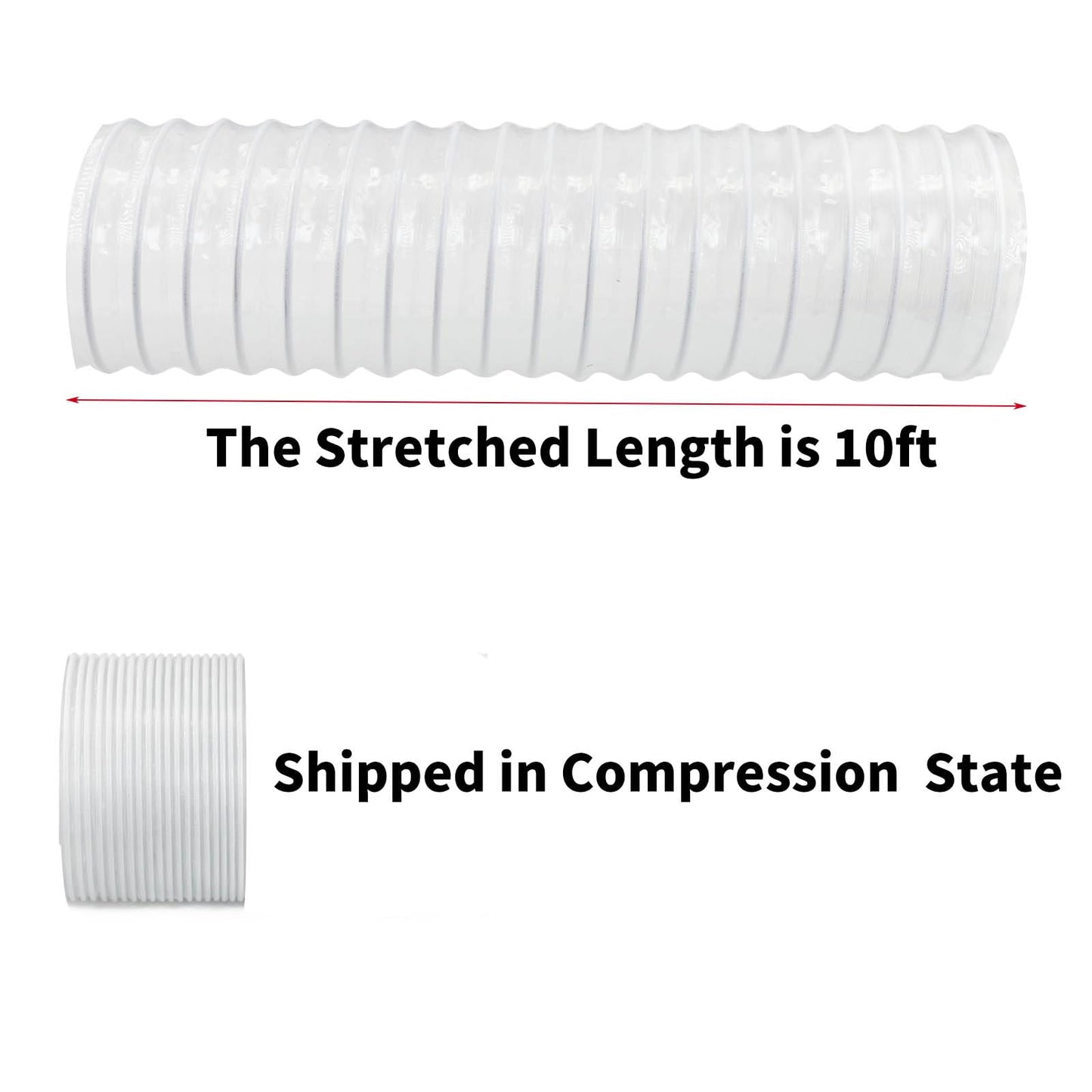 JUYO VONSAN 8 Inches Dust Collection Hose 10ft Flex Heavy Duty 8 In Clear PVC Dust Debris Collector Hose With Connector and Clamps (8'' X 10ft)