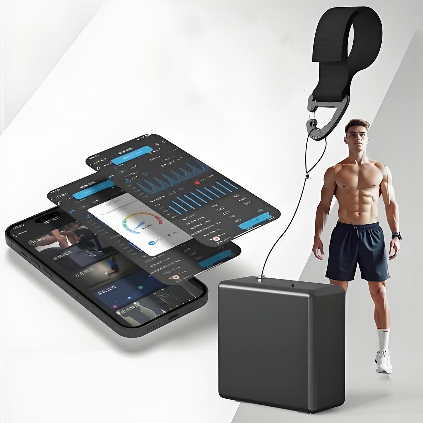 Velocity Based Training Device,Vertical Jump Tester w/APP Control and Voice Tips, Barbell Speed/Power/1 RM/Fatigue Test/Explosive Force,50H of Battery Life