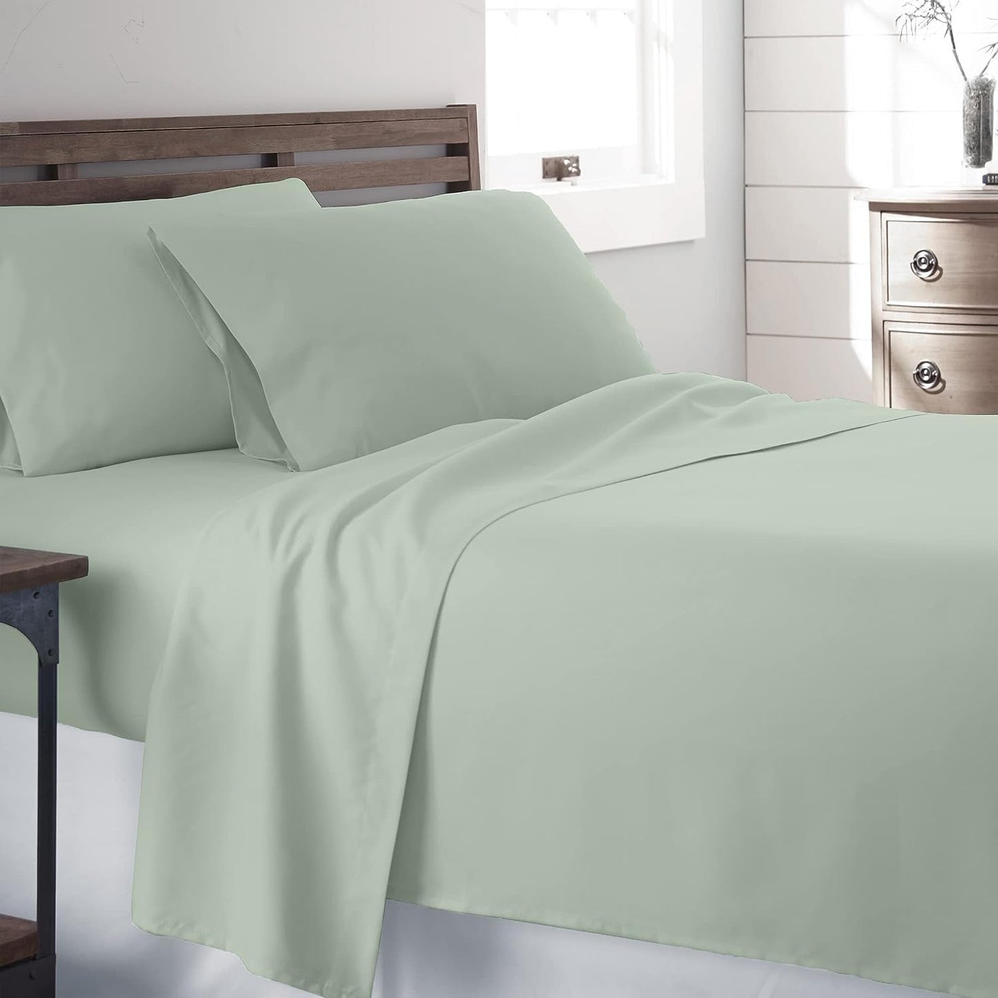 9Threads 600 Thread Count 100% Cotton Sateen Bed Sheets Deep Pocket, Cotton Bedsheets Crisp Cool and Strong Bed Linen (Queen, Lilac)