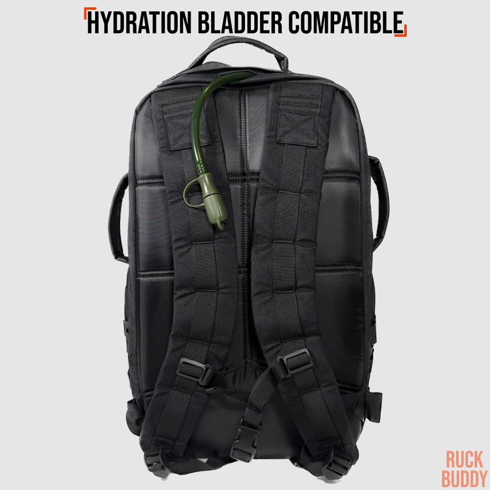 RuckBuddy Weighted Rucking Backpack - 25L Tactical Rucksack with Weight Plate Pockets, Removable Hip Belt, and Padded Shoulder Straps for Rucking and Training