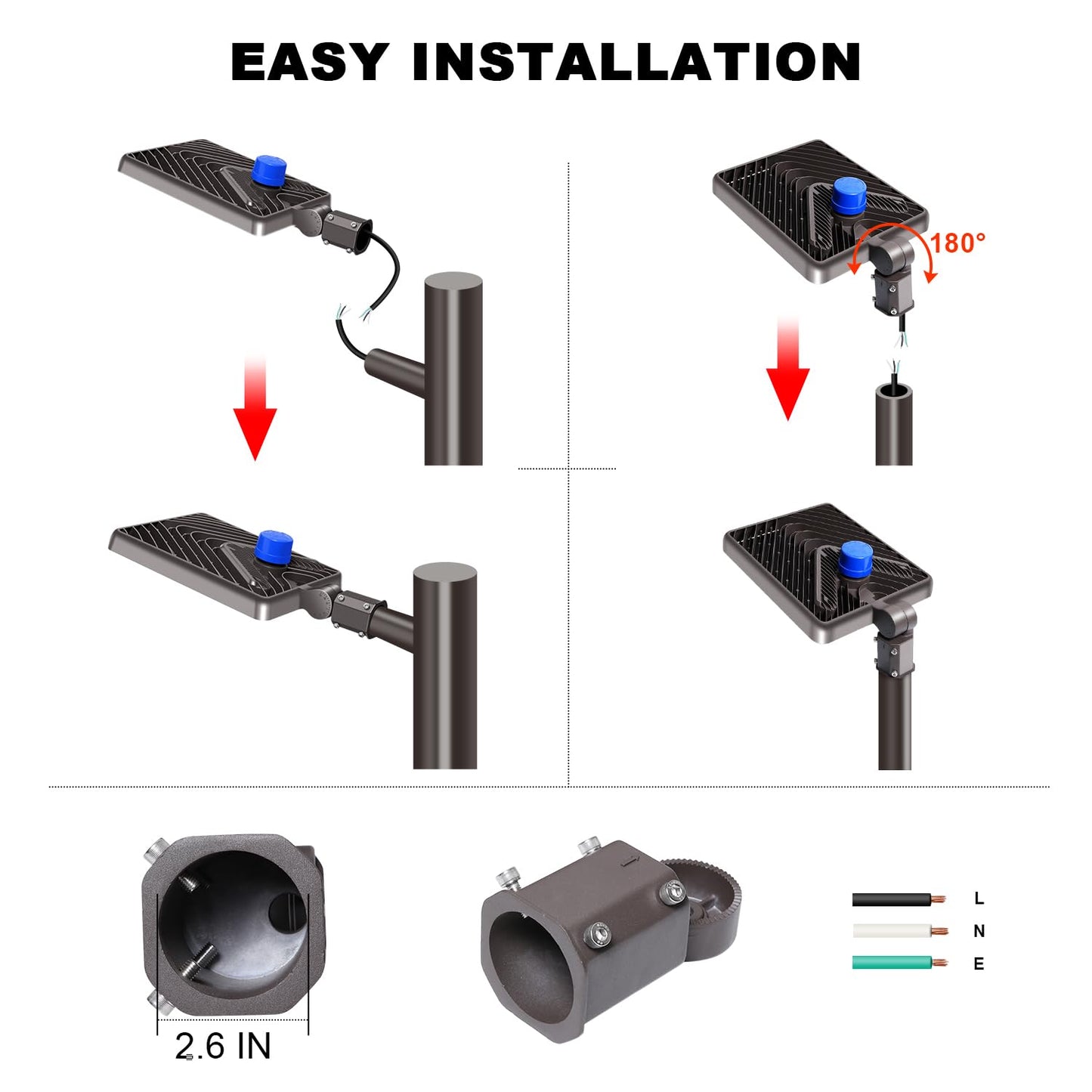 Juyace 480W LED Parking Lot Light,Slip Fitter Mount, 72000LM Shoebox Flood Light with Photocell, IP65 Waterproof Outdoor Area Street Light for Commercial Stadium Warehouse, 110-277V