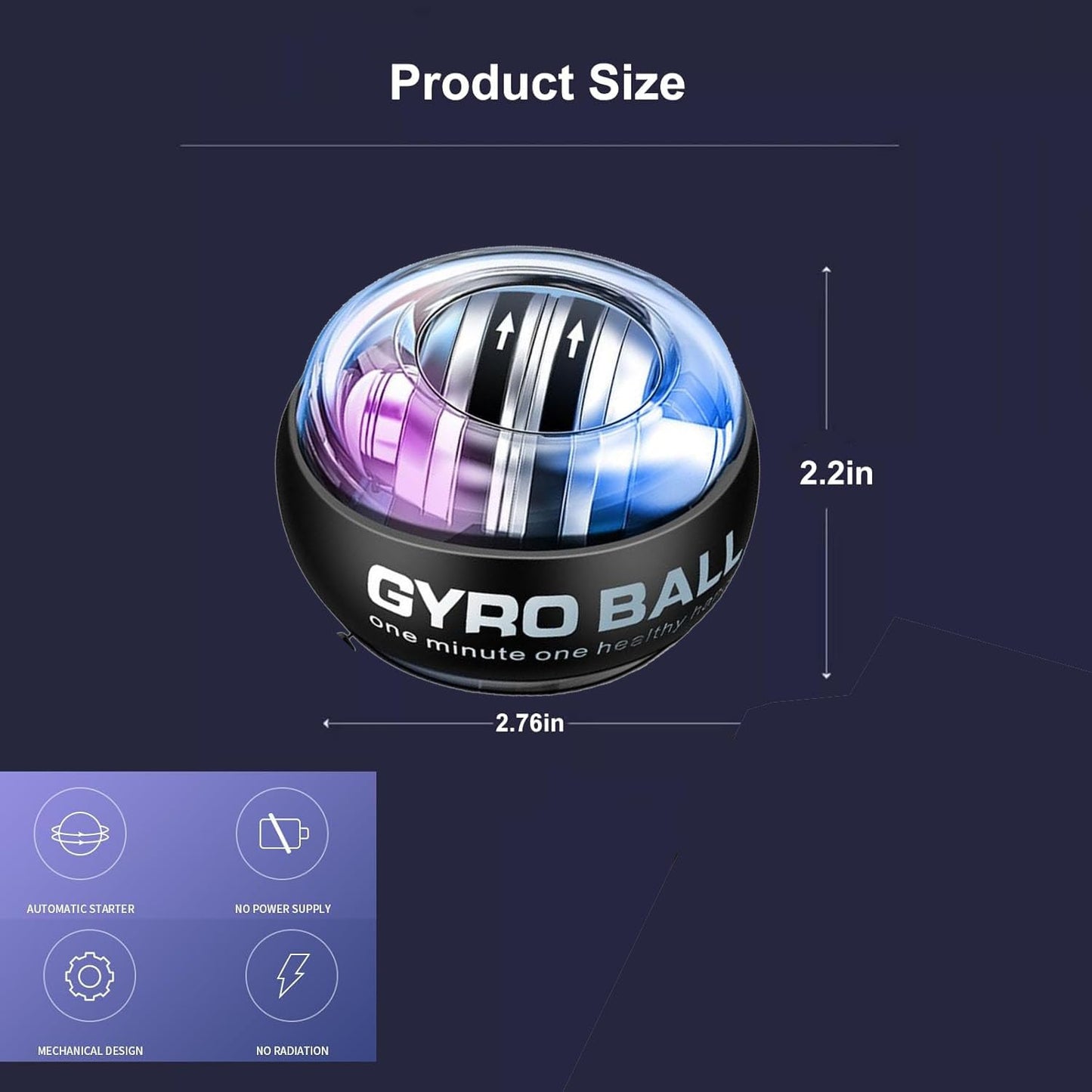 2026 New Curaball Torque Ball, Curaball Hand Exerciser, Gyro Ball with LED Lights and Portable Case, Hand Gripper Strengthener, Grip Strength Trainer for Strengthen Arms,Bones and Muscles (black1)
